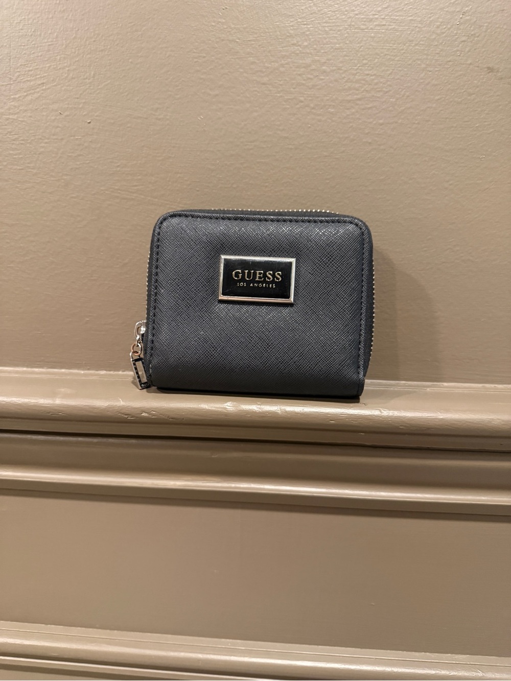 GUESS Small Black Zip Card Holder Wallet